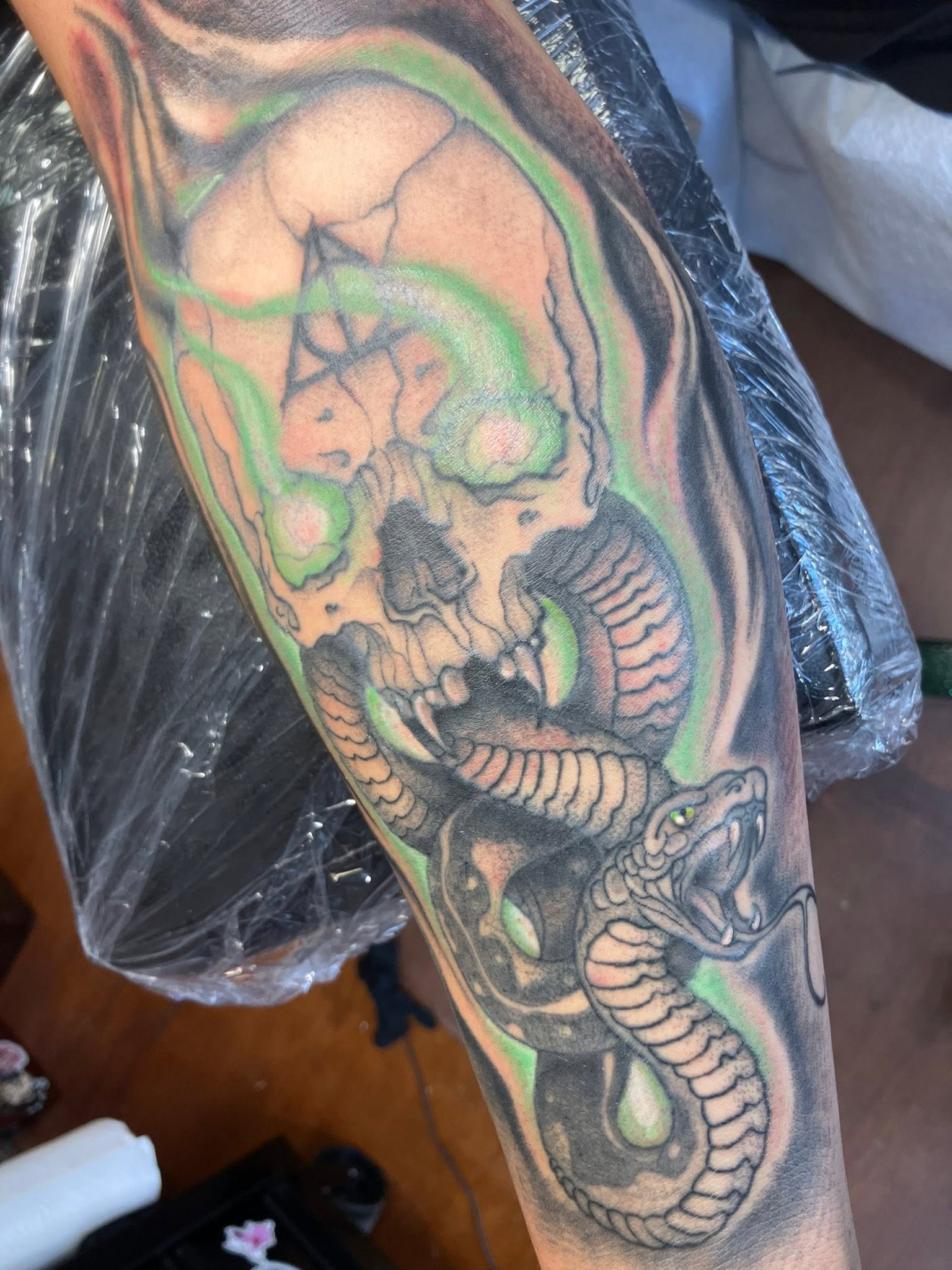 Skull and snake color piece